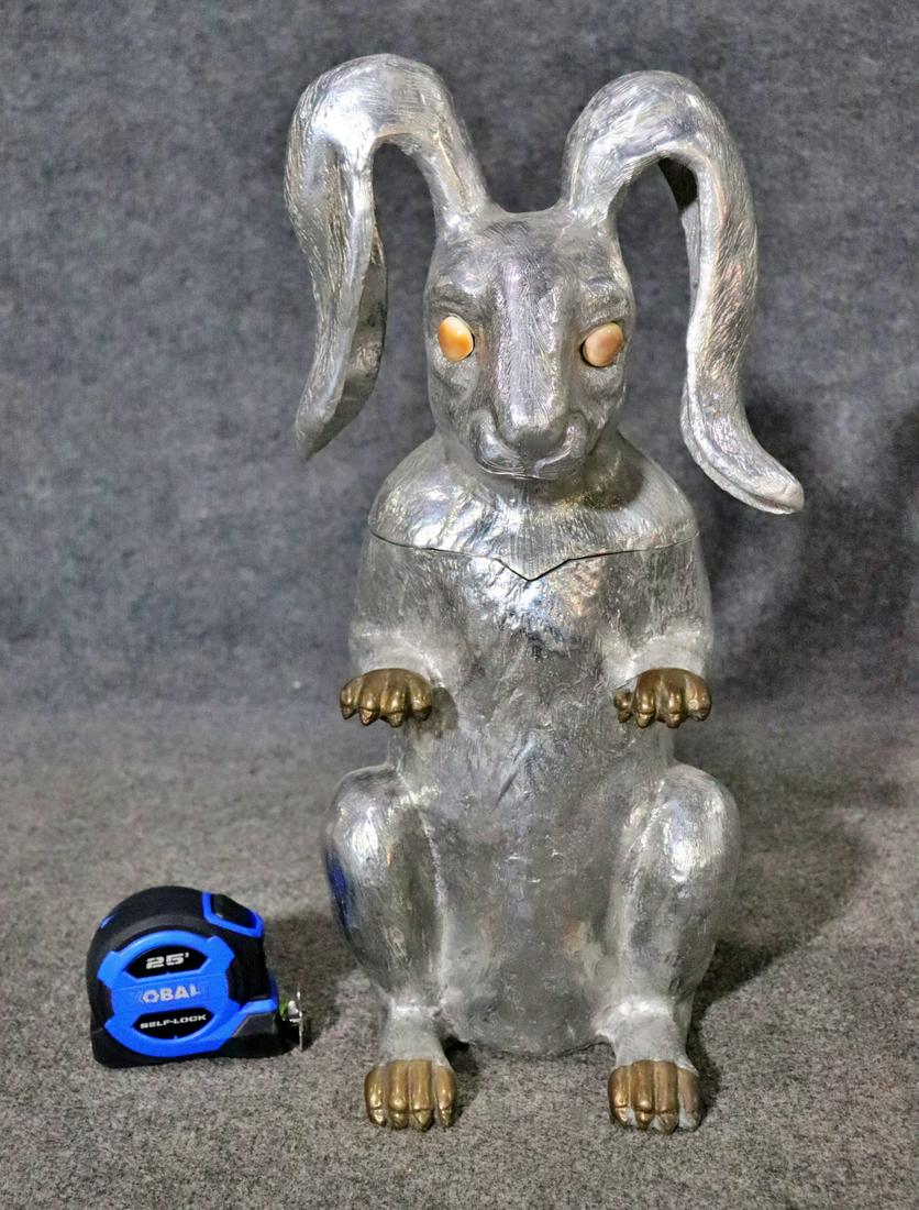 ARTHUR COURT HINGED RABBIT WINE COOLER: Signed Arthur Court. Hinged. 19" h x 8 1/4" w x 9 1/2" d.