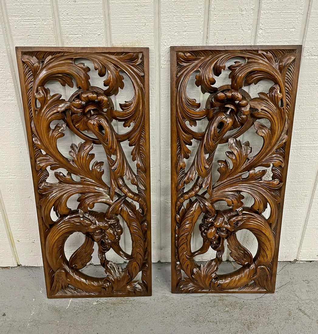 PAIR CARVED MAHOGANY ARCHITECTUAL ELEMENTS (1 of 5)