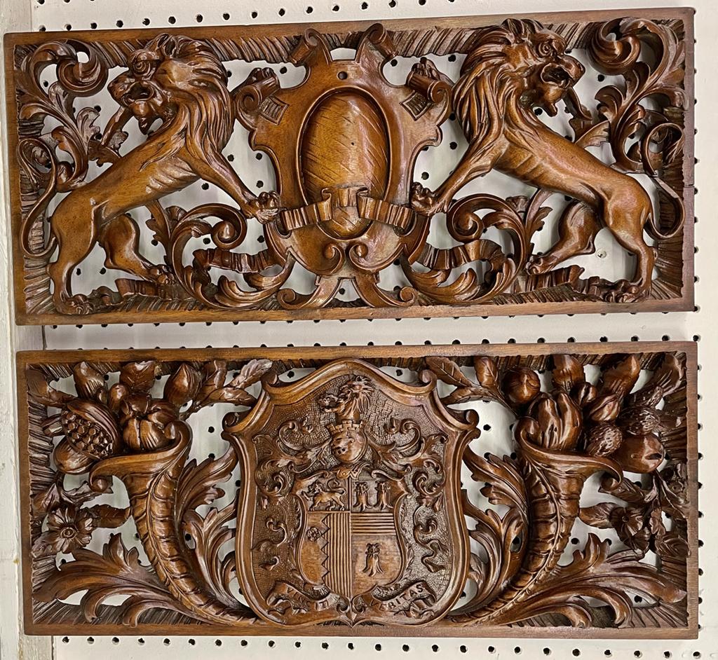 PAIR CARVED MAHOGANY ARCHITECTUAL ELEMENTS (1 of 4)