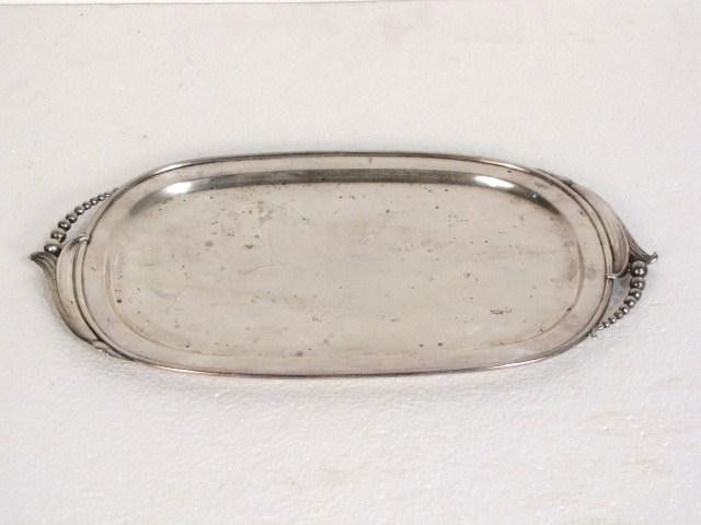 WOODSIDE STERLING Co. 13 1/2" TRAY: 14.8 troy oz. No monogram. Very good condition with one dent. 13 1/2" x 7".