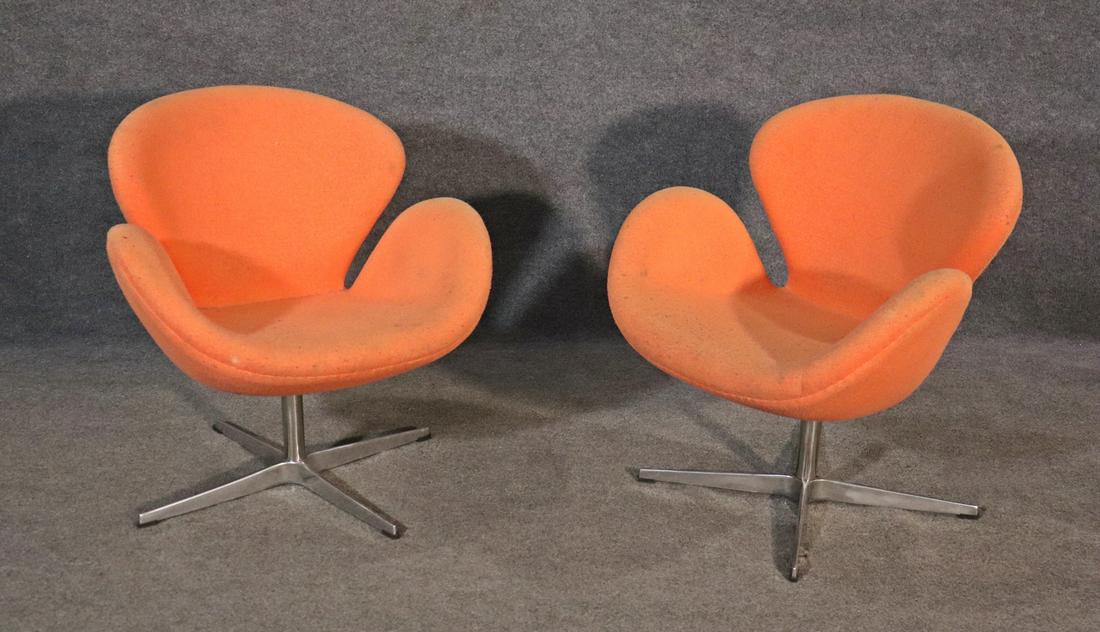 PAIR ARNE JACOBSEN STYLE SWIVEL CHAIRS (1 of 6)