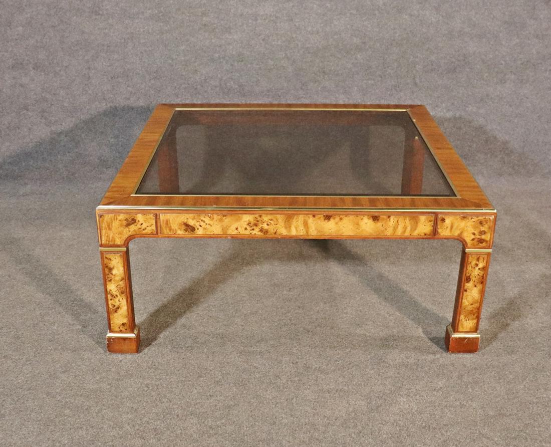 MILO BAUGHMAN STYLE GLASS TOP COFFEE TABLE (1 of 8)