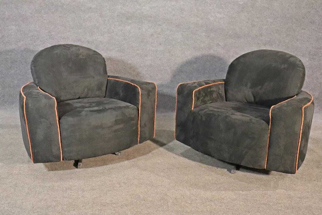 PAIR MCM UPHOLSTERED SWIVEL CHAIRS (1 of 8)