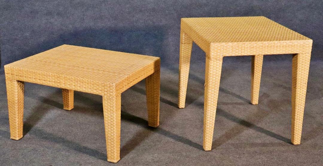 COMPANION PAIR POST MODERN WICKER TABLES (1 of 11)