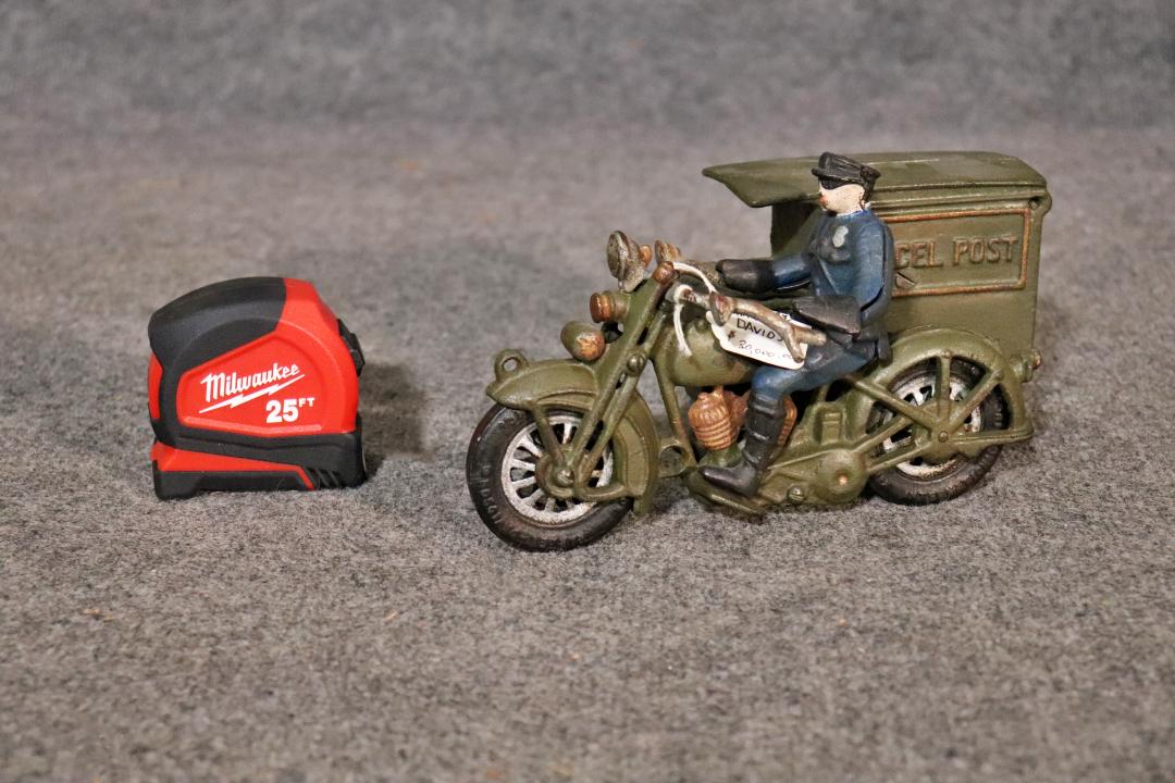 VINTAGE TOY: Vintage. "Harley Davidson" on tire. 5 1/4" h x 9 1/4" w x 6" d.