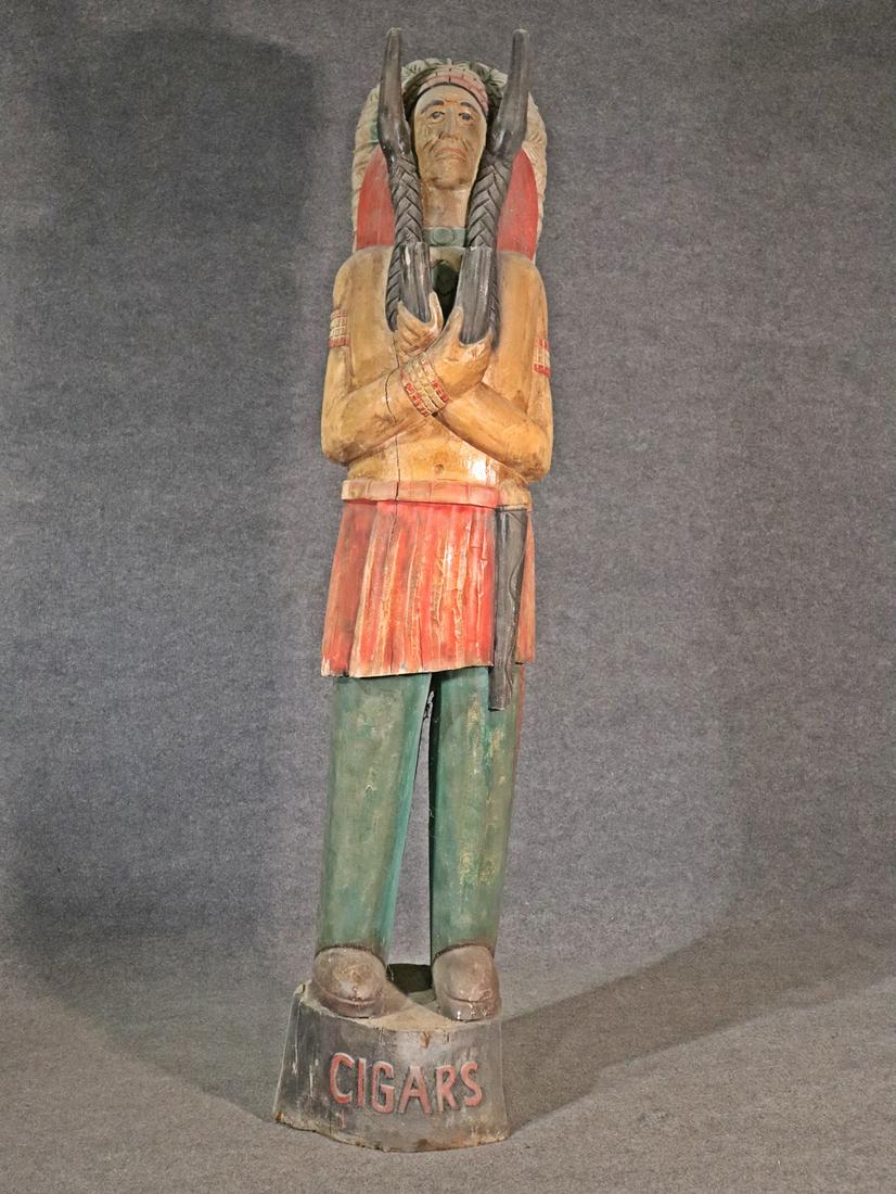 CIGAR STORE STYLE CARVED WOOD INDIAN (1 of 11)