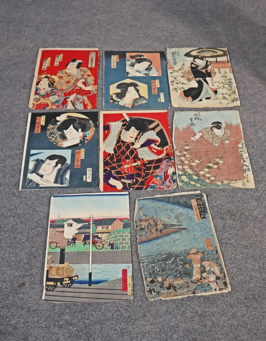 8 JAPANESE MISCELLANEOUS WOOD BLOCK PRINTS (1 of 14)