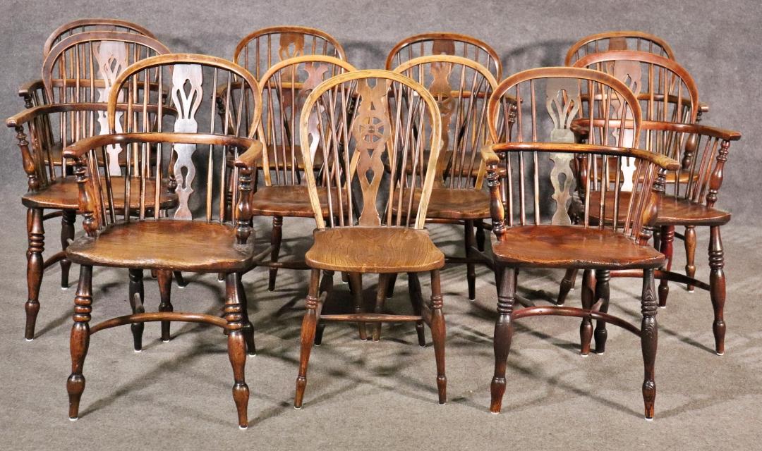 11 ANTIQUE ENGLISH WINDSOR CHAIRS (1 of 11)