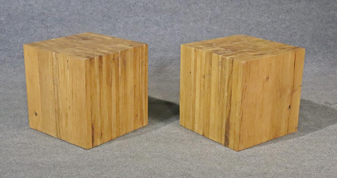 PAIR RESTORATION HARDWARE RECLAIMED WOOD BLOCK TABLES (1 of 9)