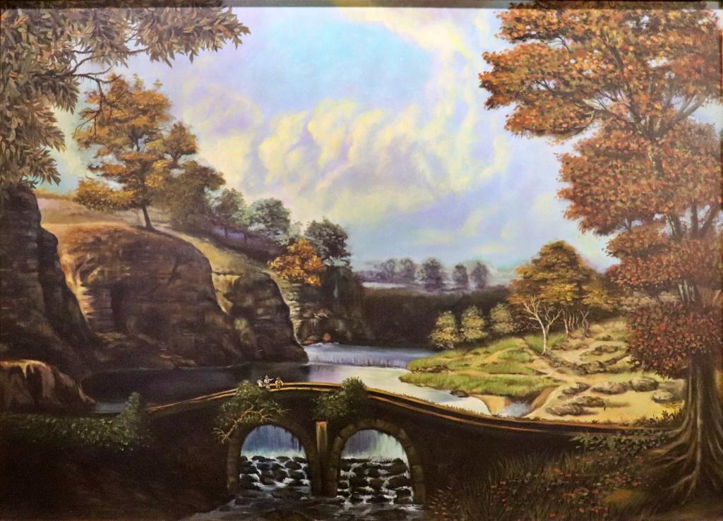 LARGE LANDSCAPE WITH BRIDGE PAINTING (1 of 9)