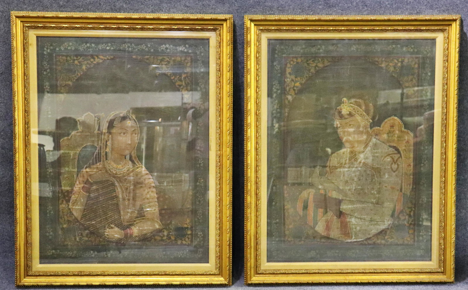 PAIR ANTIQUE INDIAN PAINTINGS (1 of 13)