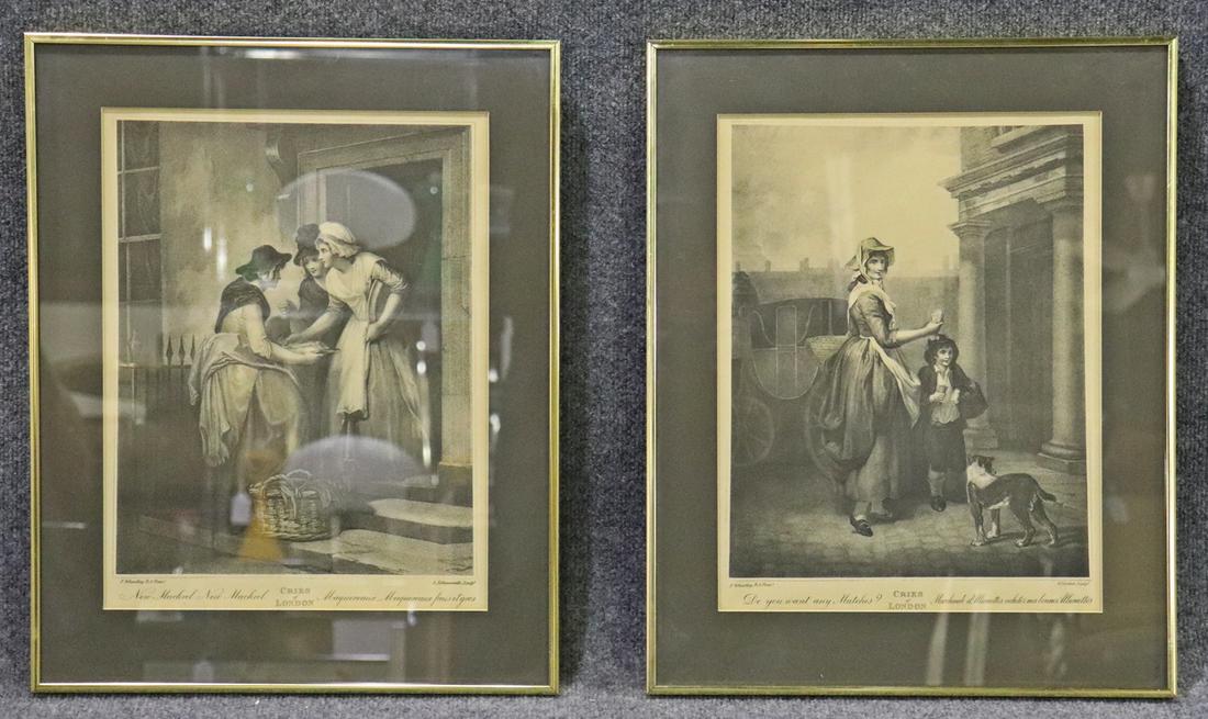 PAIR PRINTS FROM THE CRIES OF LONDON SERIES: "Do you want any matches?" and "New Mackrel New Mackrel". After Francis Wheatley (English, 1747-1801). Engraved by Anthony Cardon and Luigi Schiavonetti. Engraving. From the Cries of London series, ci