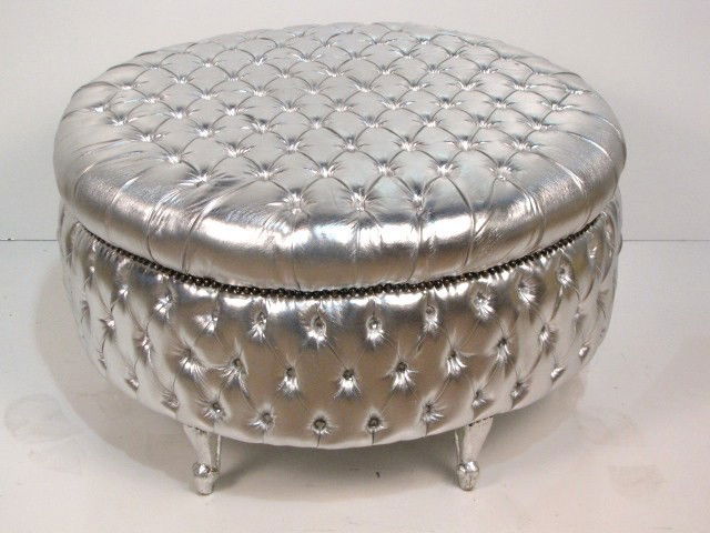 Silver Ottoman Cymun Designs 129: SILVER GILT TUFTED OTTOMAN - 129: SILVER GILT TUFTED OTTOMAN : Lot 0129 - Silver Ottoman Cymun Designs