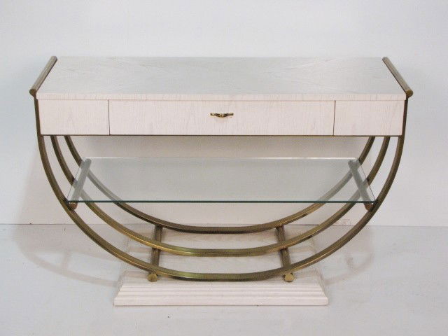 ART DECO STYLE CONSOLE TABLE: Thomasville. Very good condition. 29'h. x 46 1/2"w. x 18 1/2"d.