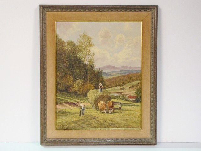 HANS LIEBL LANDSCAPE PAINTING w/ COWS