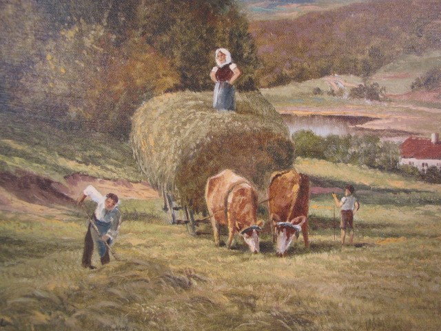 HANS LIEBL LANDSCAPE PAINTING w/ COWS - 2