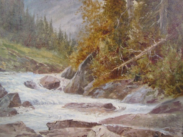 HANS LIEBL LANDSCAPE PAINTING w/ STREAM - 2