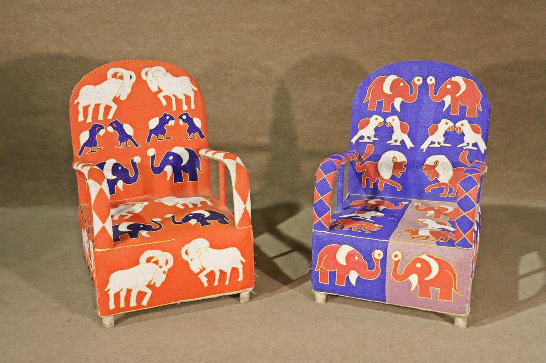 PAIR MODERN TRIBAL BEADED SAFARI ARM CHAIRS (1 of 20)