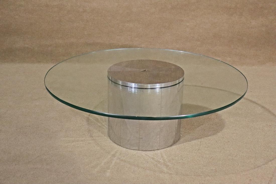 CHROME & GLASS TOP COFFEE TABLE ATTRIBUTED PAUL EVANS (1 of 9)