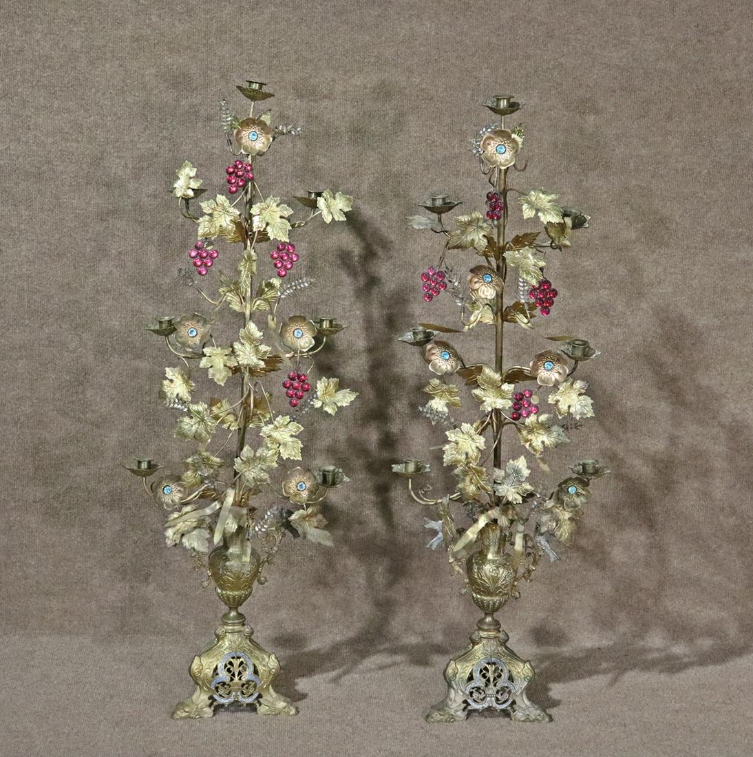 PAIR MIXED METAL CANDLEABRAS (1 of 10)