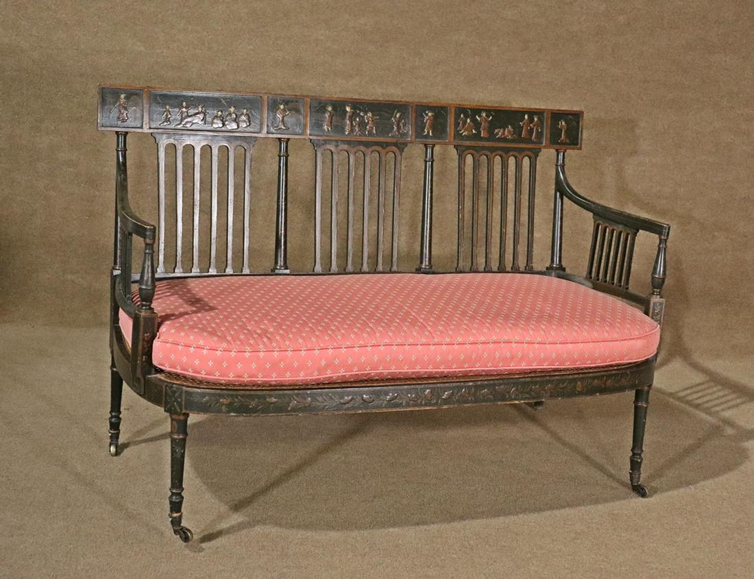 PAINT DECORATED SHERATON STYLE SETTEE (1 of 12)