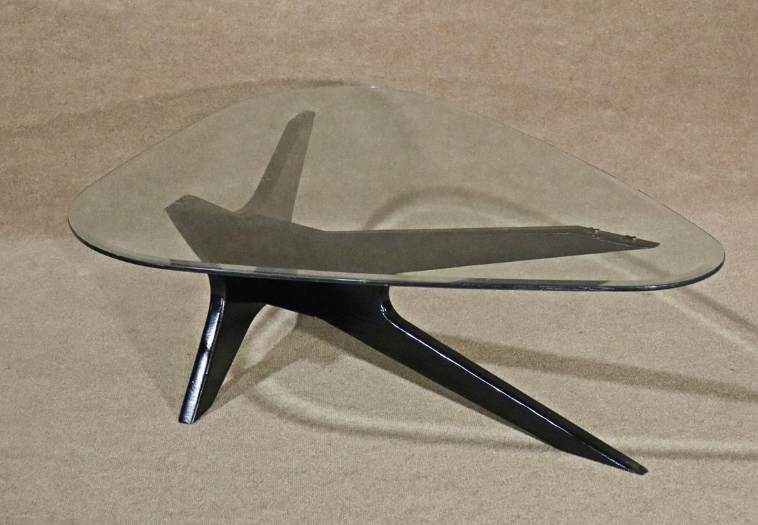 GLASS TOP EBONIZED COFFEE TABLE MANNER KAGAN (1 of 7)