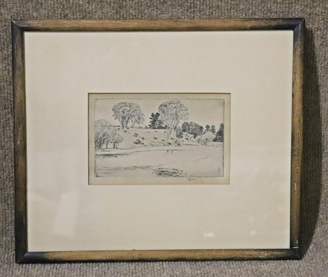 "WINNICUTT POND" ETCHING BY CHILDE HASSAM (1 of 5)