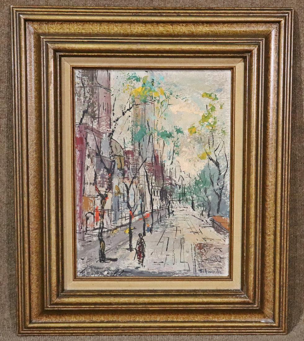 GEORGE SCHWACHA OIL PAINTING ON BOARD (1 of 5)