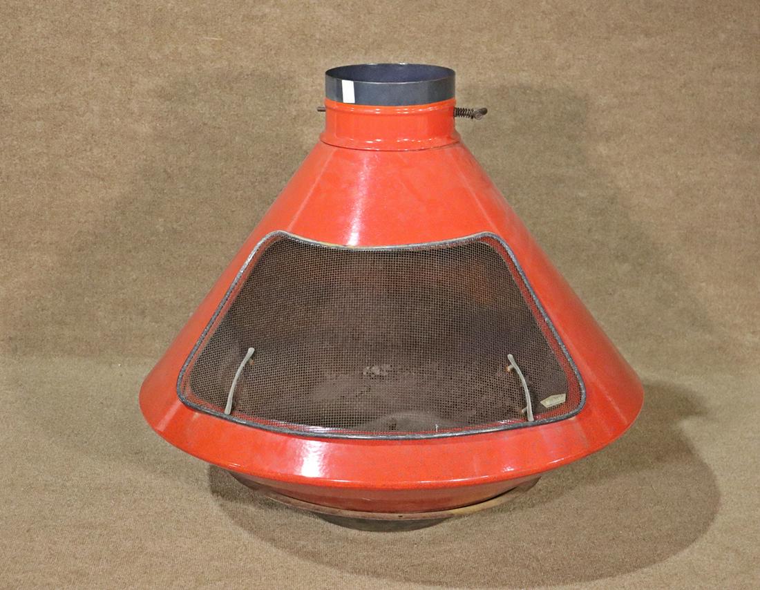 MAJESTIC RED OUTDOOR FIREPLACE: 3 pieces. Metal. 32 3/4" h x 36" diameter.