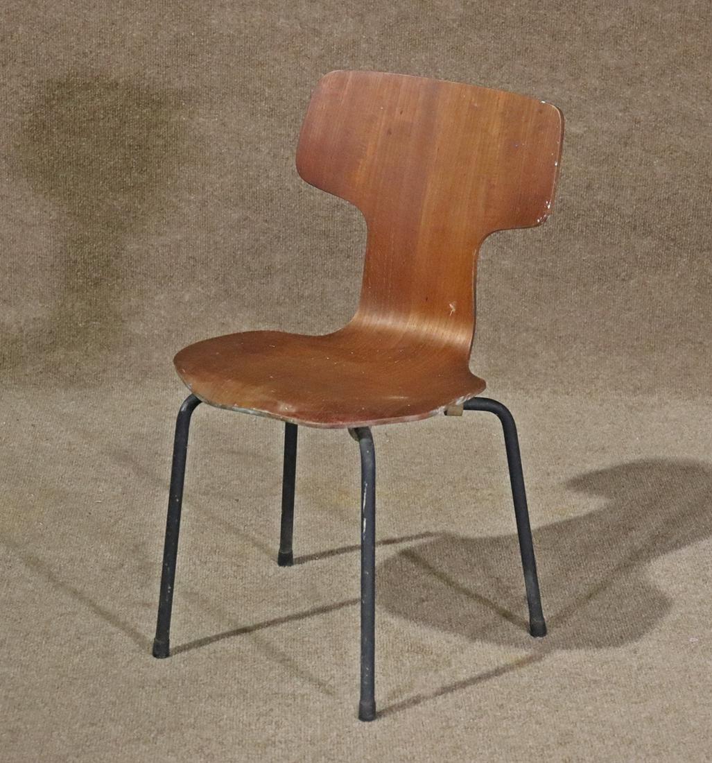 FRITZ HANSEN DANISH BENTWOOD CHILDS CHAIR: Teak. Metal legs. Made in Demark. 24 5/8" h x 14 5/8" w x 15" d. Seat height 13 1/2".