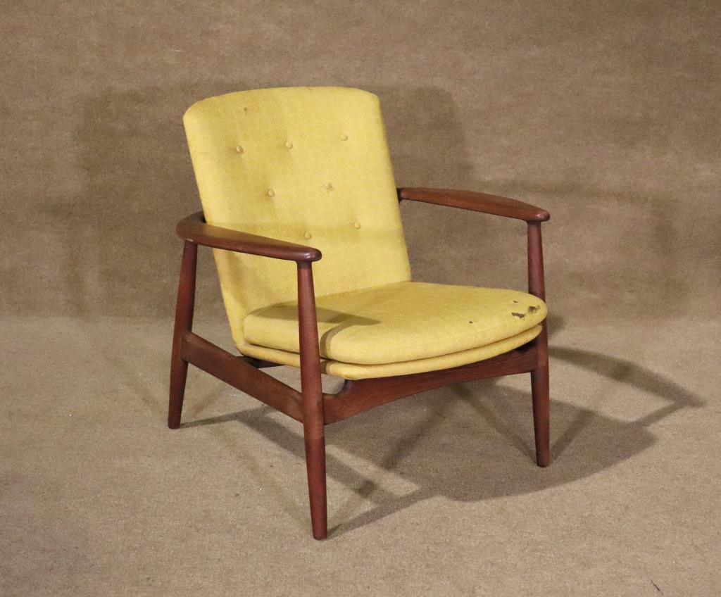 ARNE VODDER FOR BOVIRKE LOUNGE CHAIR: Teak frames. Upholstered back and seat. 29 1/4" h x 30" w x 29" d. Seat height 15".