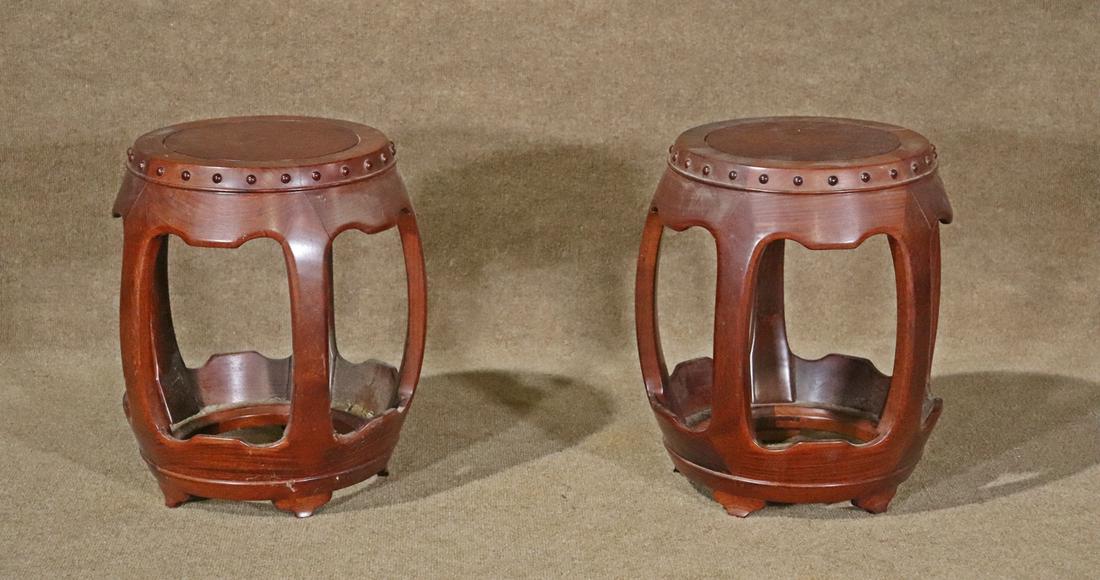 PAIR OF ASIAN INSPIRED PLANT STANDS/TABOURETS (1 of 7)