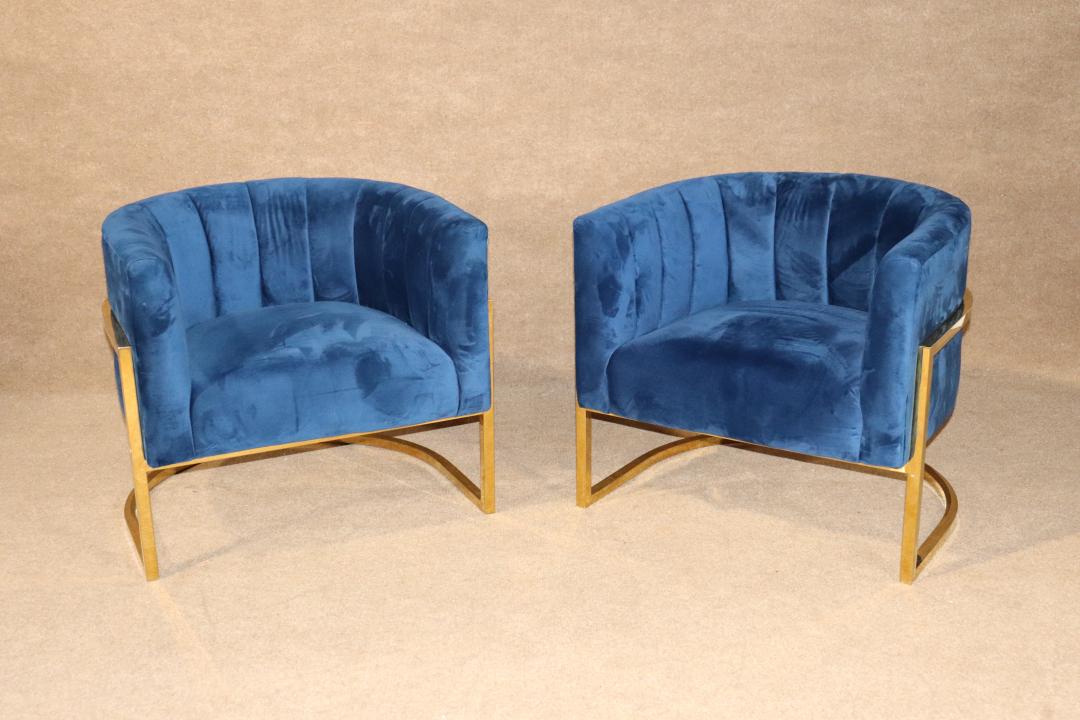 PAIR MID CENTURY STYLE BARREL CHAIRS (1 of 5)