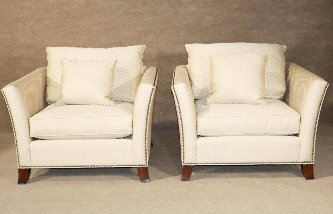 PAIR THOMASVILLE UPHOLSTERED ARM CHAIRS (1 of 6)
