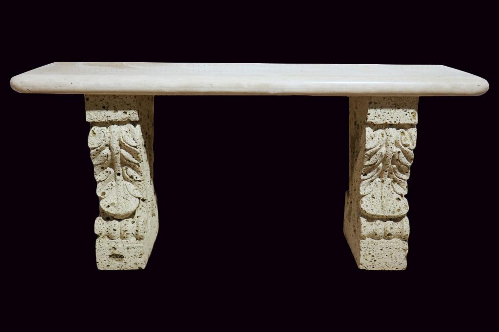 MCM 3PC TRAVERTINE & STONE CONSOLE (1 of 13)