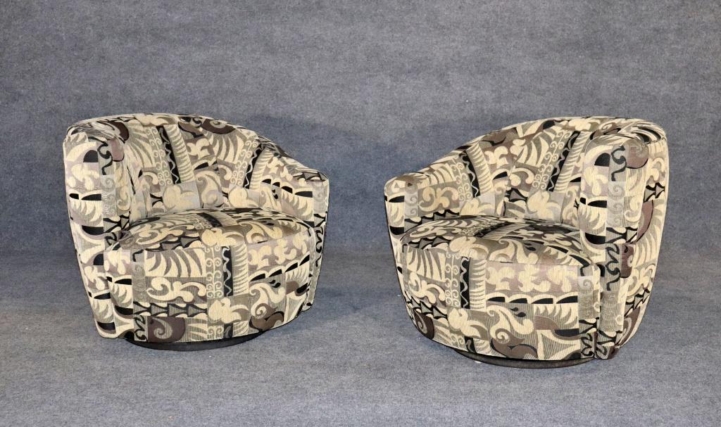 PAIR WEIMAN NAUTILUS STYLE SWIVEL CHAIRS ATTR KAGAN (1 of 9)