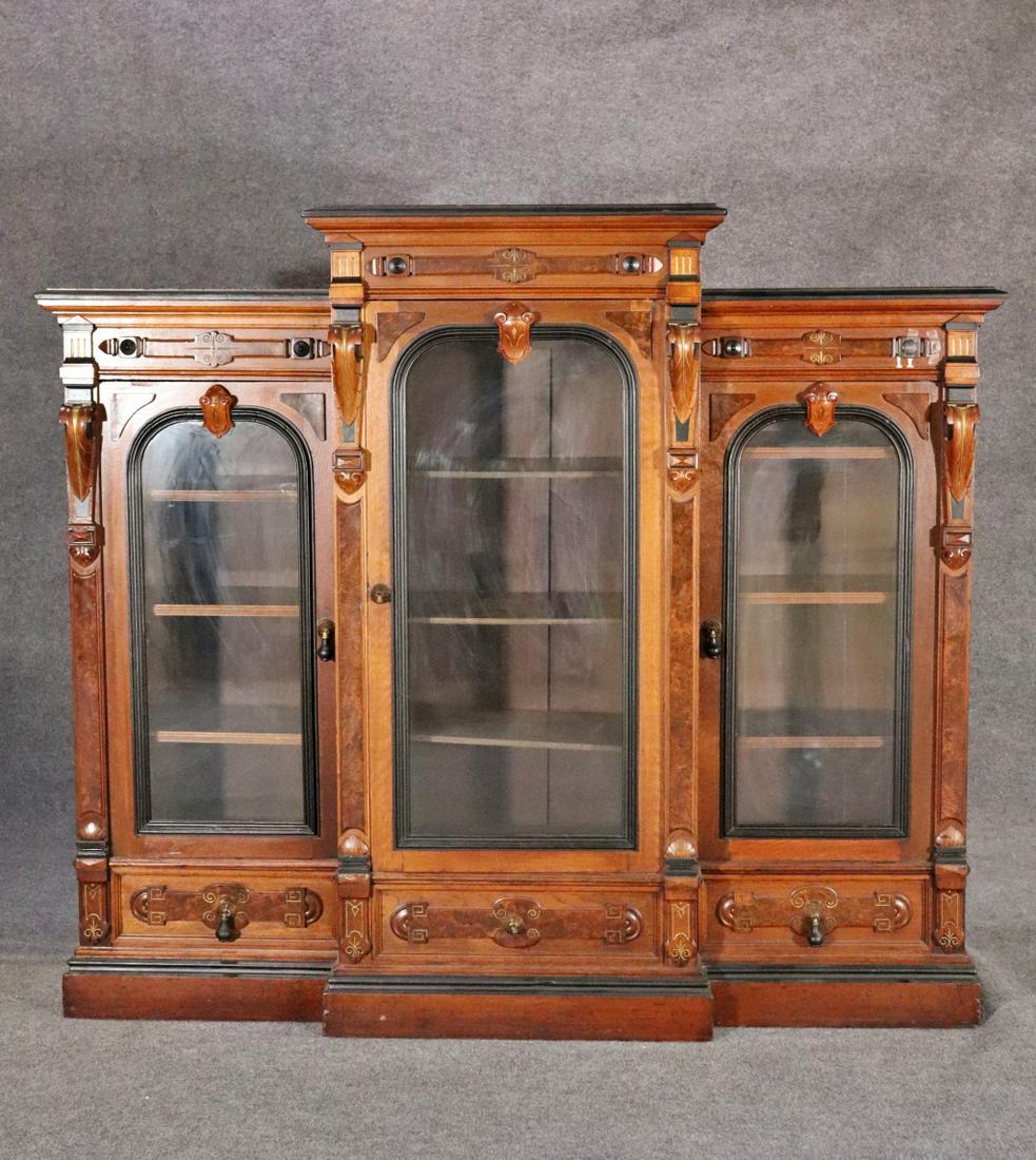 ANTIQUE VICTORIAN 3 DOOR BOOKCASE (1 of 14)