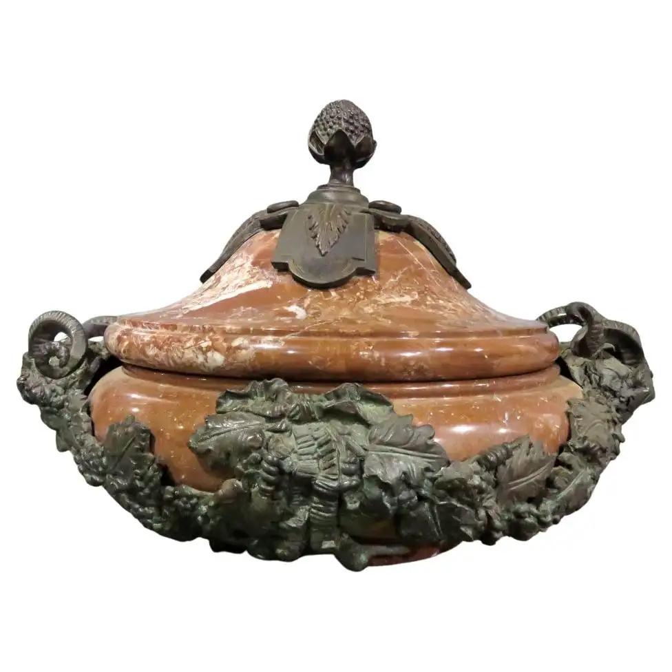 FRENCH ROUGE MARBLE CASSOLETTE URN (1 of 7)
