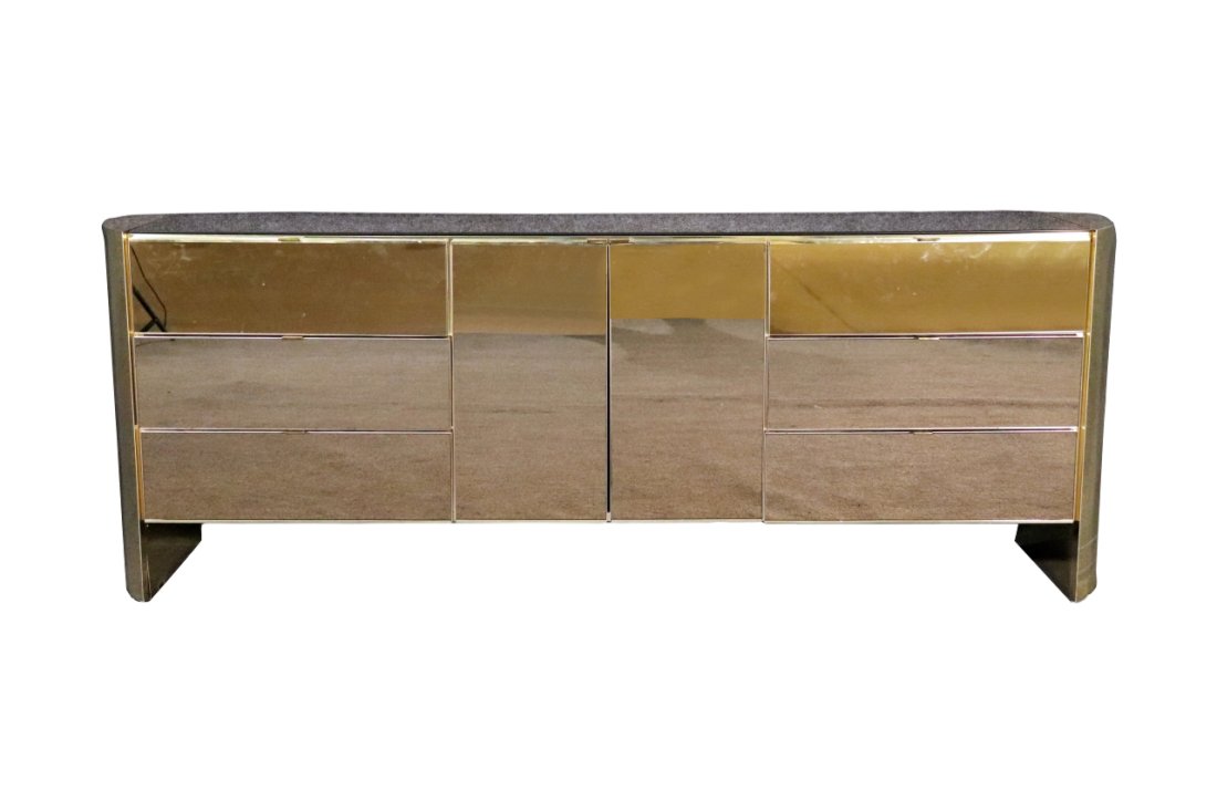 ELLO STYLE BRASS & SMOKED MIRROR SIDEBOARD (1 of 14)