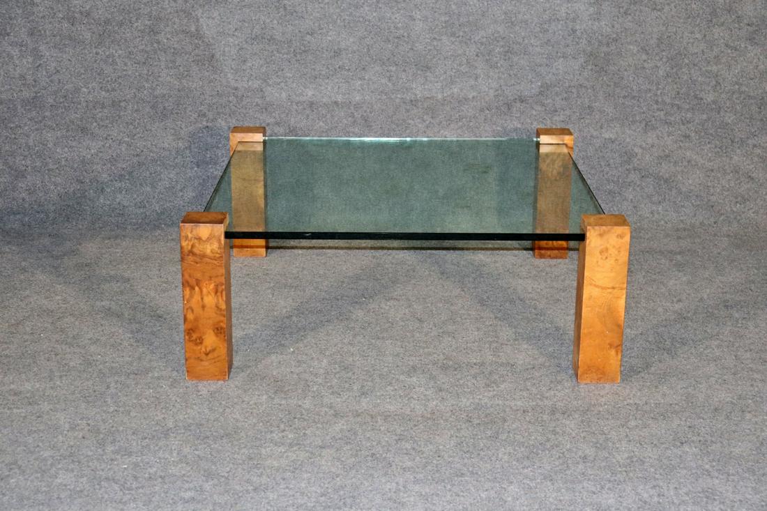 BURL WOOD & GLASS TOP COFFEE TABLE AFTER MILO BAUGHMAN (1 of 6)