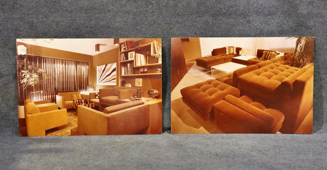 2 ADVERTISING PANELS FROM VLADIMIR KAGAN'S STUDIO: From Vladimir Kagan's personal estate. 27 1/2" h x 40 1/8" w x 1" d.