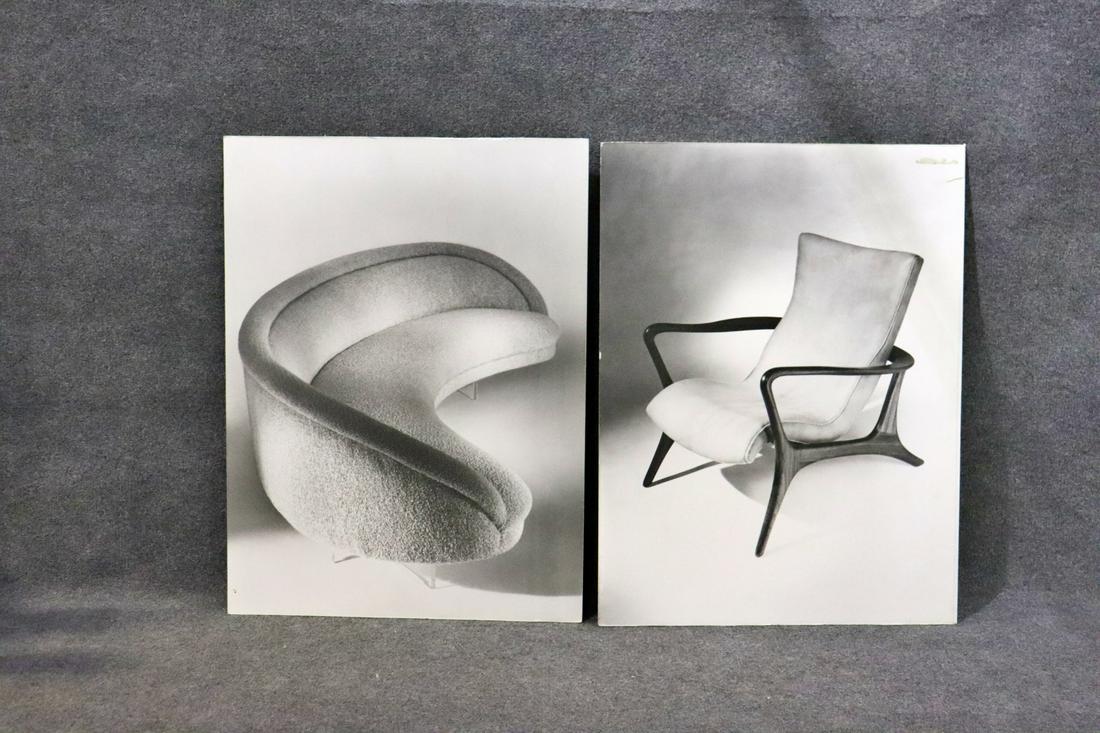 2 ADVERTISING PANELS FROM VLADIMIR KAGAN'S STUDIO: From Vladimir Kagan's personal estate. 40" h x 30" w x 1" d.
