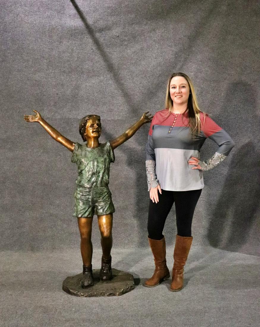 SIGNED BRONZE STATUE OF BOY (1 of 11)