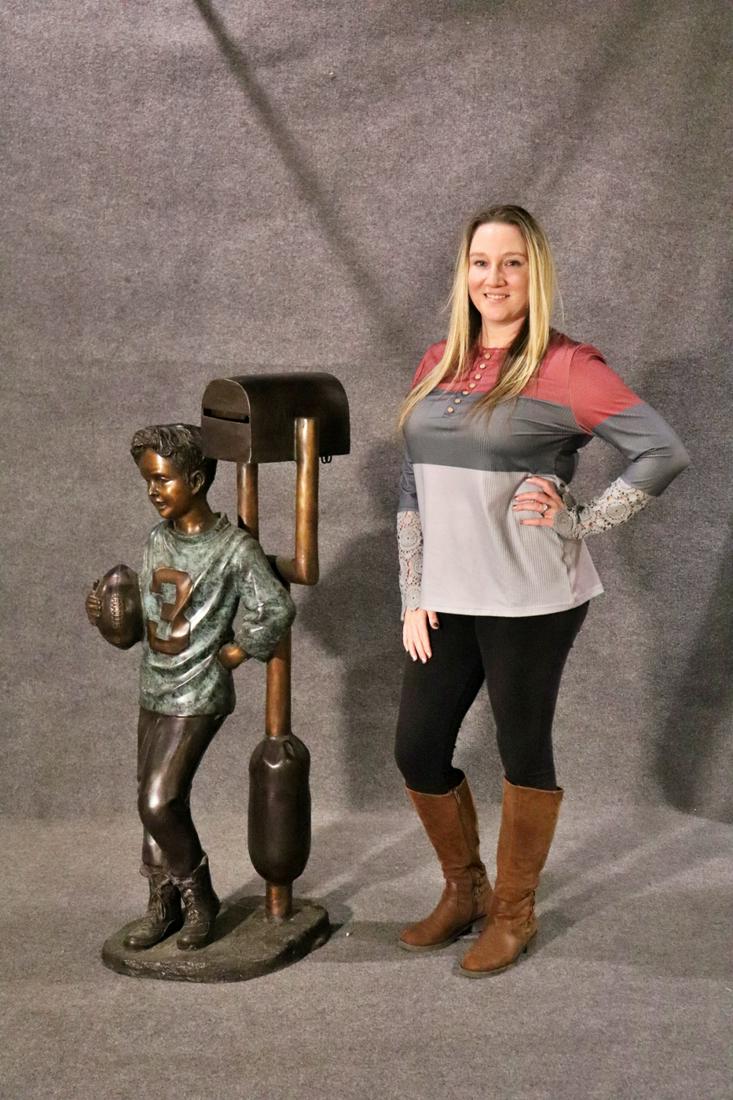 SIGNED THOMAS BRONZE STATUE BOY WITH MAILBOX (1 of 11)