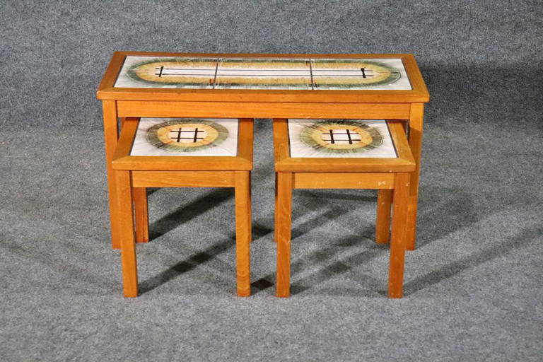 3 Piece Danish Tile Top Nesting Tables
