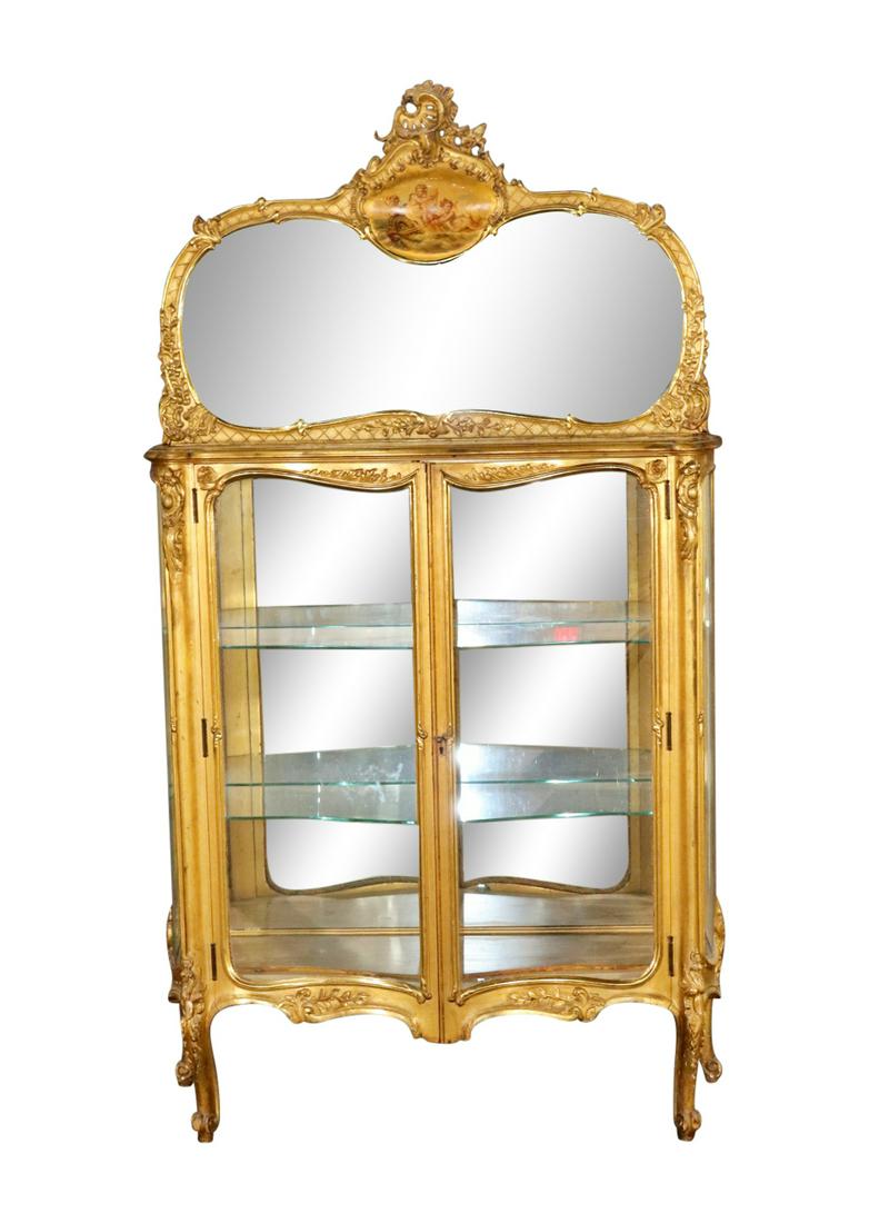 19TH C LOUIS XV STYLE GILDED VITRINE/CABINET (1 of 8)