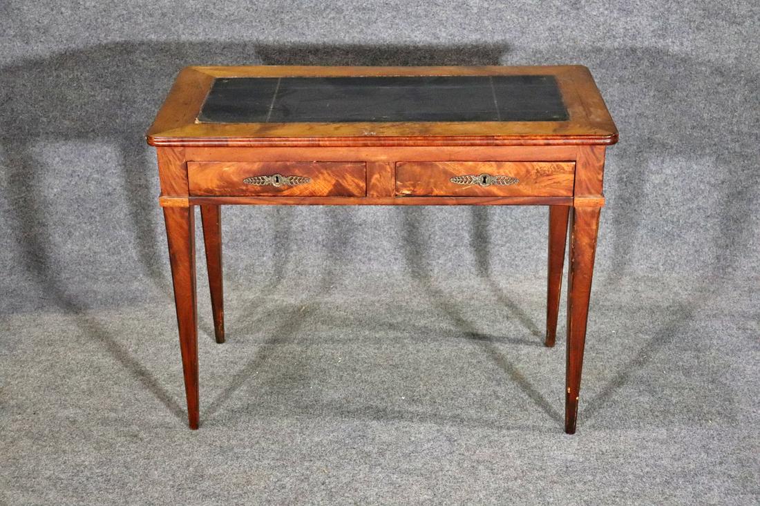 ANTIQUE BURL WALNUT LEATHER TOP WRITING DESK (1 of 12)