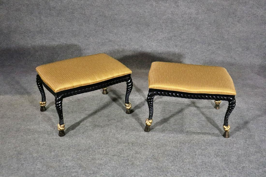 PAIR EBONIZED ROPE TWIST BENCHES (1 of 6)