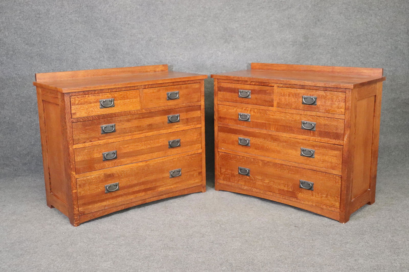 PAIR SOLID AMERICAN QUARTER SAWN MISSION OAK STYLE DRESSERS (1 of 10)