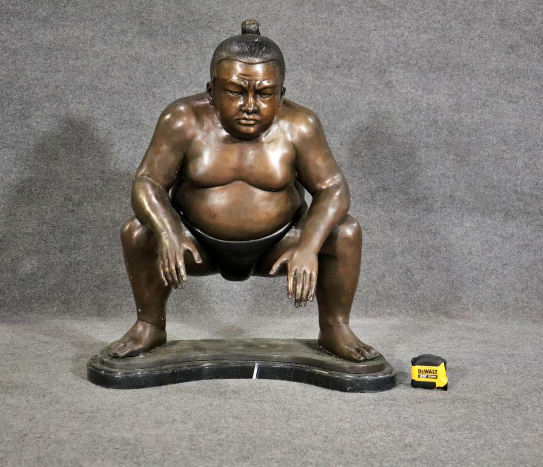 SIGNED  C. THOMAS BRONZE SUMO WRESTLER (1 of 10)
